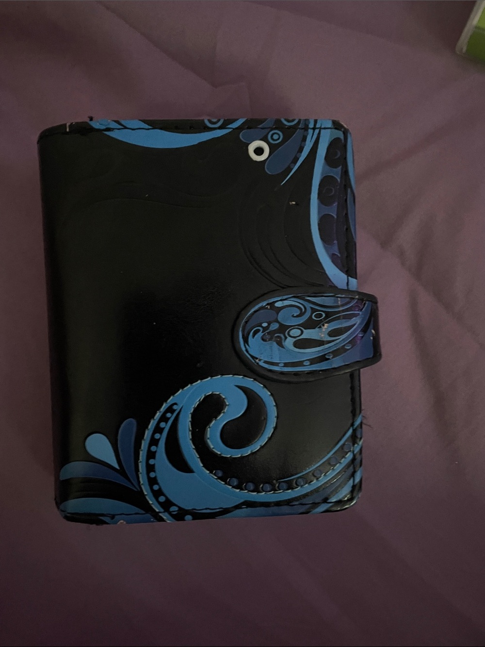 Black with blue decorated wallet